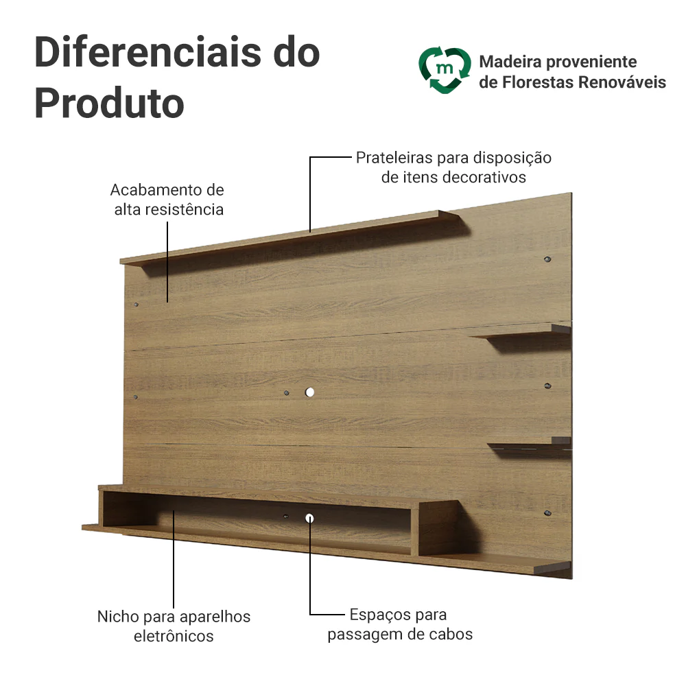 Painel para TV até 60 Polegadas Madesa Alfa Rustic - Image 4
