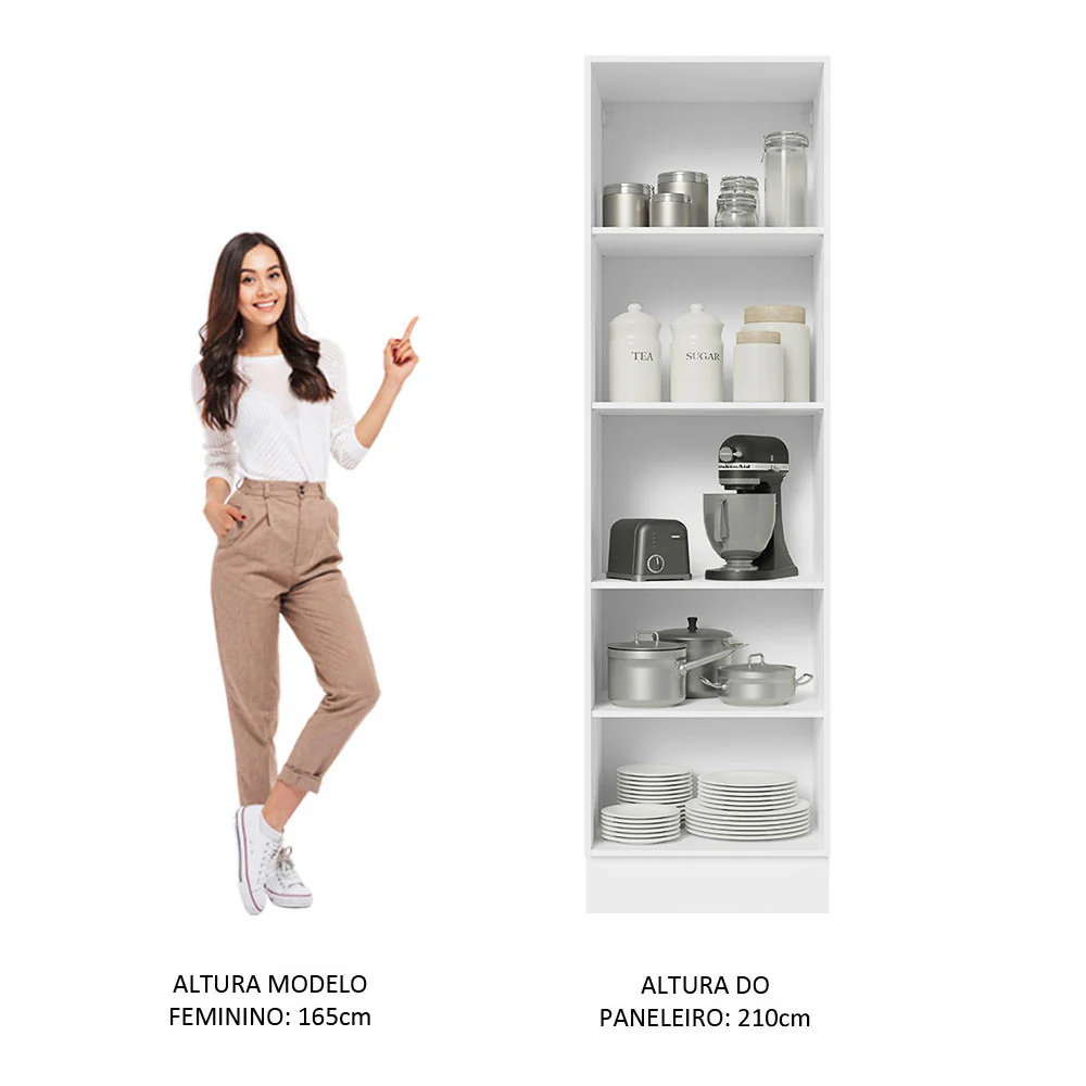 Paneleiro 100% MDF 60 cm 2 Portas Branco/Preto Acordes Madesa - Image 5