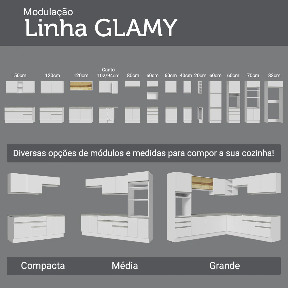 Paneleiro 40 x 60 cm 2 Portas e 2 Nichos Branco Glamy Madesa - Image 9