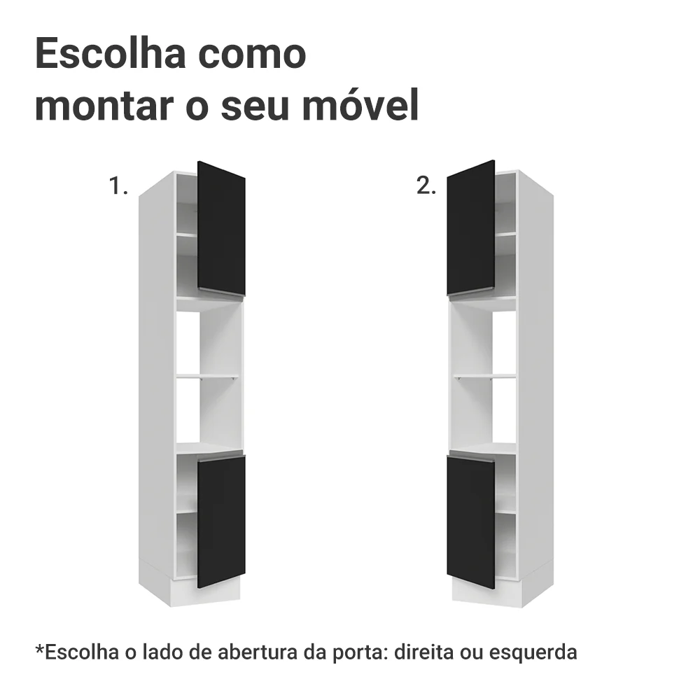 Paneleiro 40 x 60 cm 2 Portas e 2 Nichos Branco/Preto Glamy Madesa - Image 4