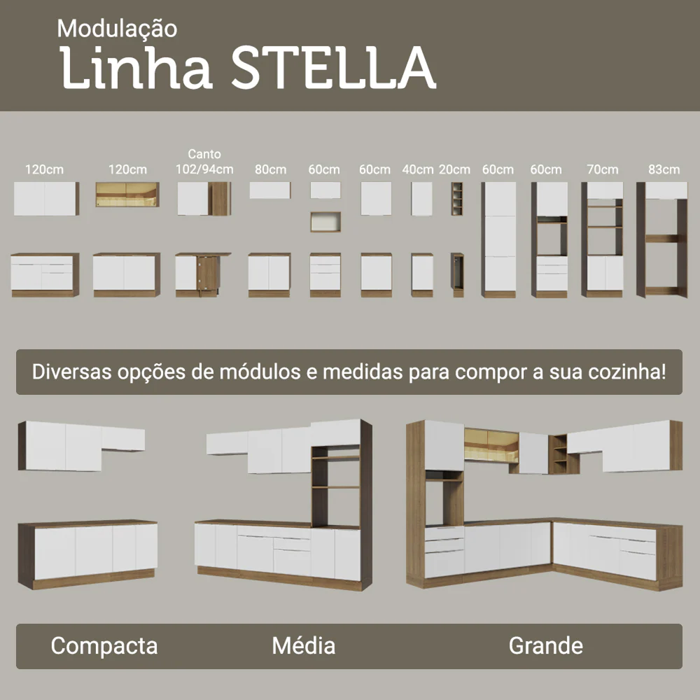 Paneleiro 40 x 60 cm 2 Portas e 2 Nichos Rustic/Branco Stella Madesa - Image 9