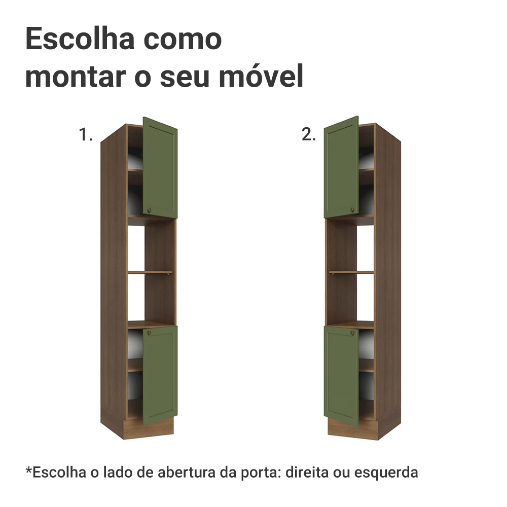 Paneleiro 40 x 60 cm 2 Portas e 2 Nichos Rustic/Verde Vik Madesa - Image 4