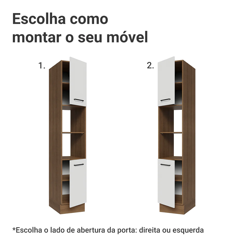 Paneleiro 40 cm 2 Portas e 2 Nichos Rustic/Branco Agata Madesa - Image 4