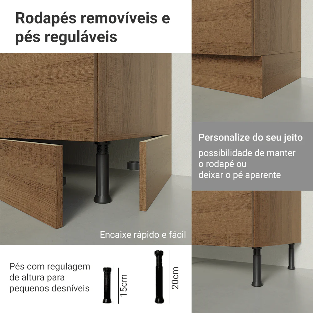 Paneleiro 40 cm 2 Portas e 2 Nichos Rustic Stella Madesa - Image 8