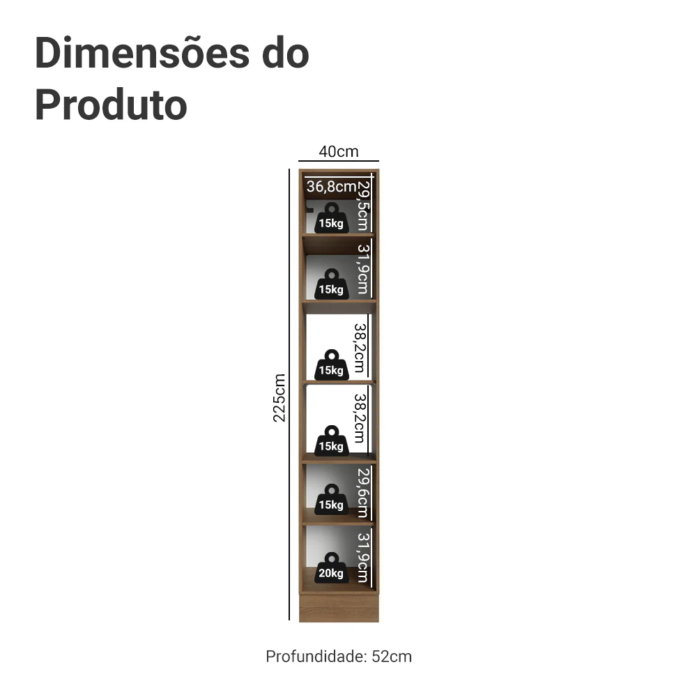 Paneleiro 40 cm 2 Portas e 2 Nichos Rustic/Verde Vik Madesa - Image 2
