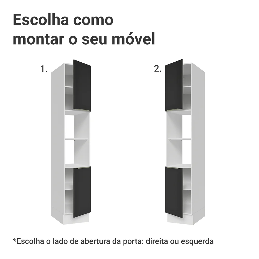 Paneleiro 40 x 60 cm 2 Portas e 2 Nichos Branco/Preto Lux Madesa - Image 4