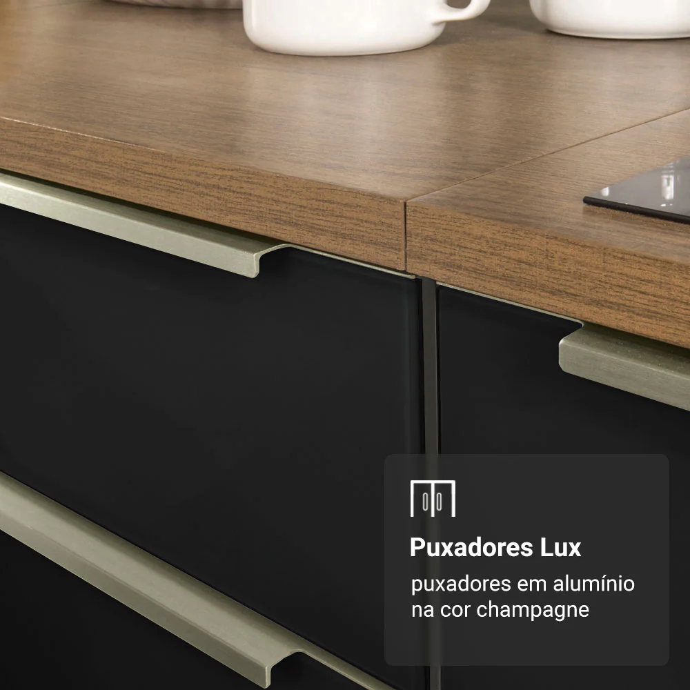 Paneleiro 60 cm 3 Portas Rustic/Preto Lux Madesa - Image 6