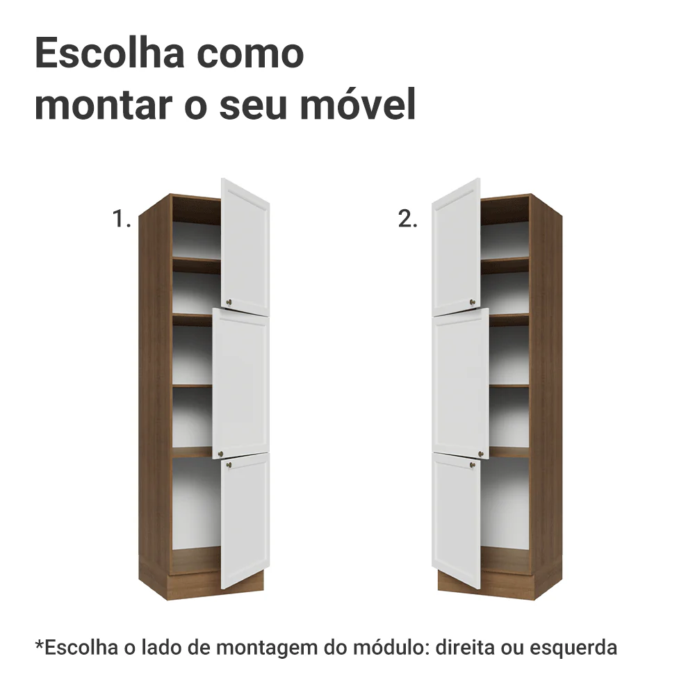 Paneleiro 60 cm 3 Portas Rustic/Branco Vik Madesa - Image 4