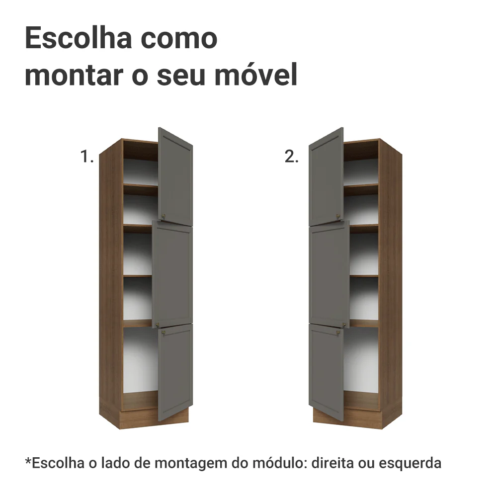 Paneleiro 60 cm 3 Portas Rustic/Cinza Vik Madesa - Image 4