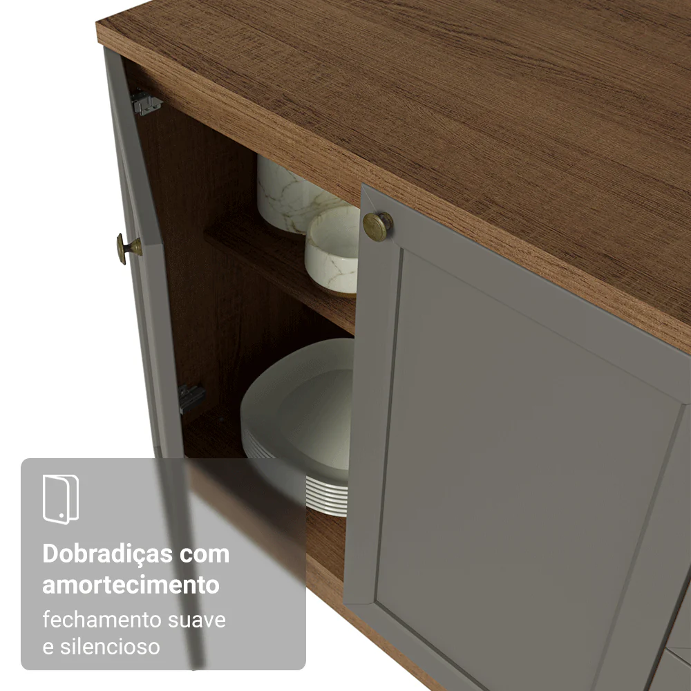 Paneleiro 60 cm 3 Portas Rustic/Cinza Vik Madesa - Image 8
