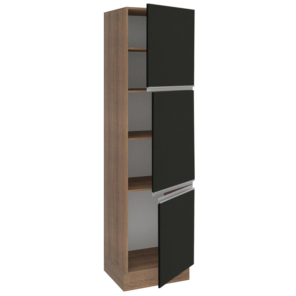 Paneleiro Madesa Glamy 60 x 60 cm 3 Portas Rustic/Preto - Image 4