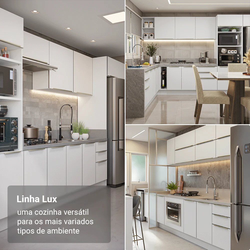 Paneleiro 60 x 60 cm 3 Portas Branco/Branco Veludo Lux Madesa - Image 6