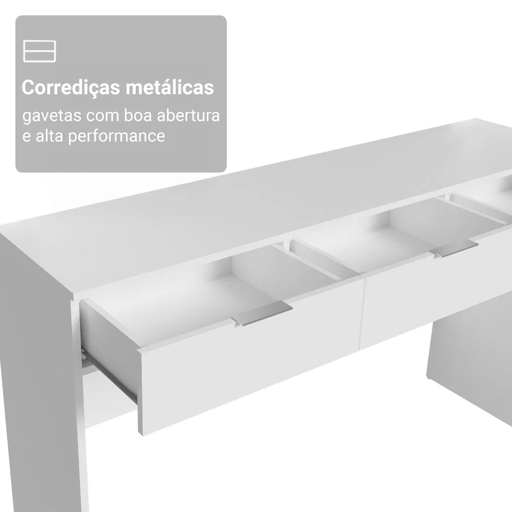 Penteadeira Madesa Camarim Carly com 3 Gavetas (Sem Painel) Branco - Image 7