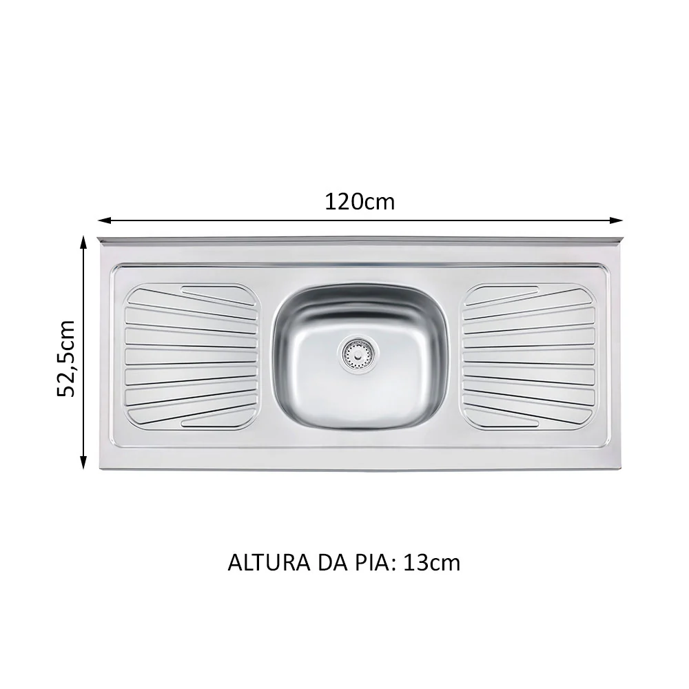 Pia de Apoio Tramontina New Raggi 40 em Aço Inox 120 x 52 cm - Image 2
