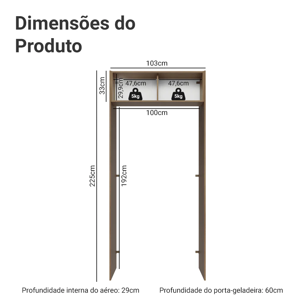 Porta-Geladeira 103 cm 1 Porta Basculante Rustic/Branco Agata Madesa - Image 2