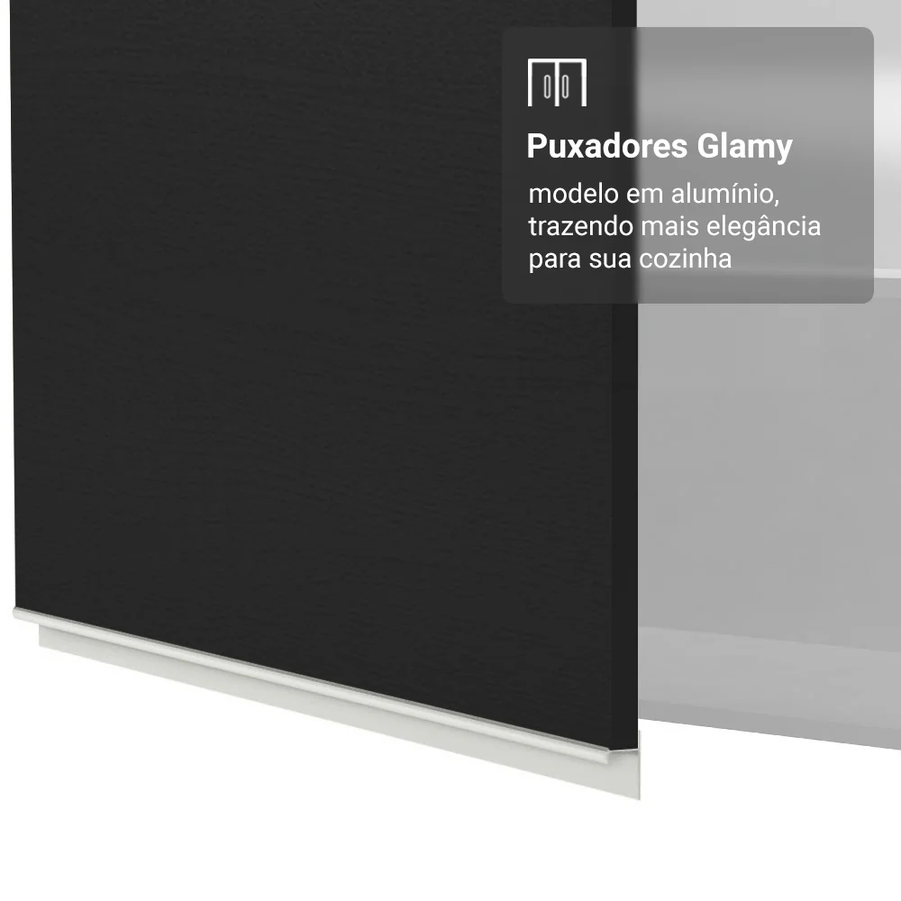 Porta-Geladeira 73 cm 1 Porta Basculante Branco/Preto Glamy Madesa - Image 5