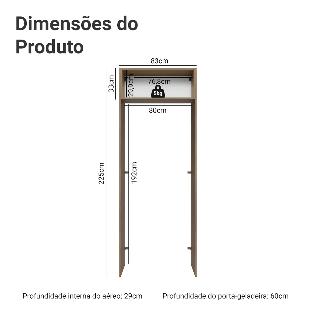 Porta-Geladeira 83 cm 1 Porta Basculante Rustic Stella Madesa - Image 2