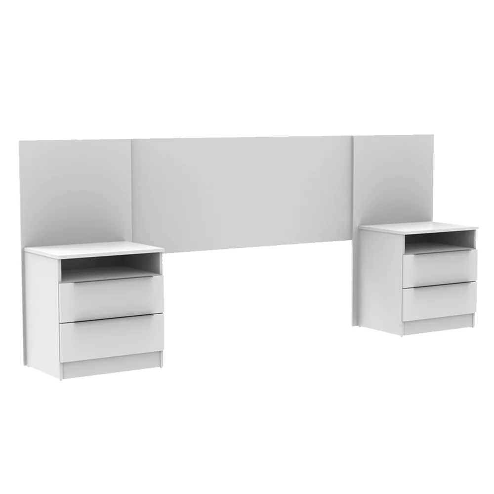 Quarto Completo com Guarda-Roupa Luke e Cabeceira com 2 Mesas de Cabeceira Madesa Branco - Image 3