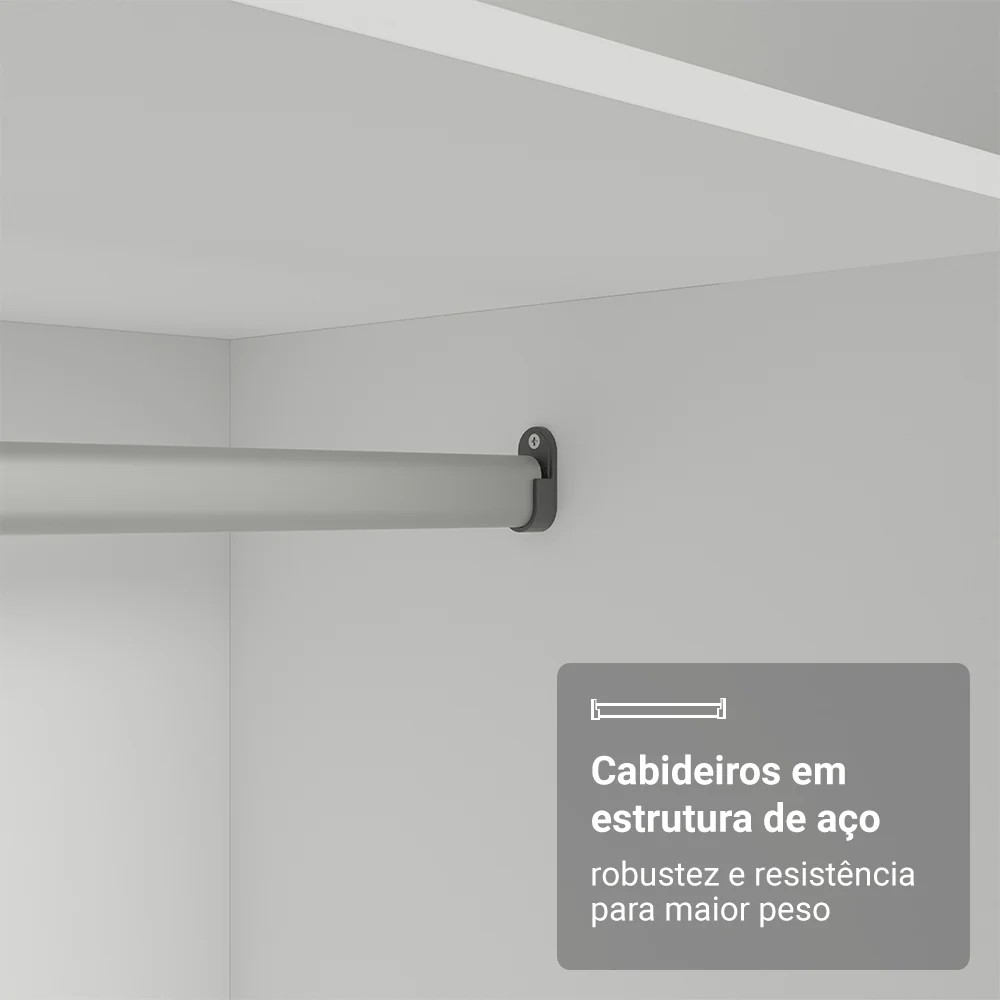 Quarto Infantil com 2 Guarda-Roupas Neo com Espelhos 2 Aéreos 1 Cômoda Branco Madesa 04 - Image 9