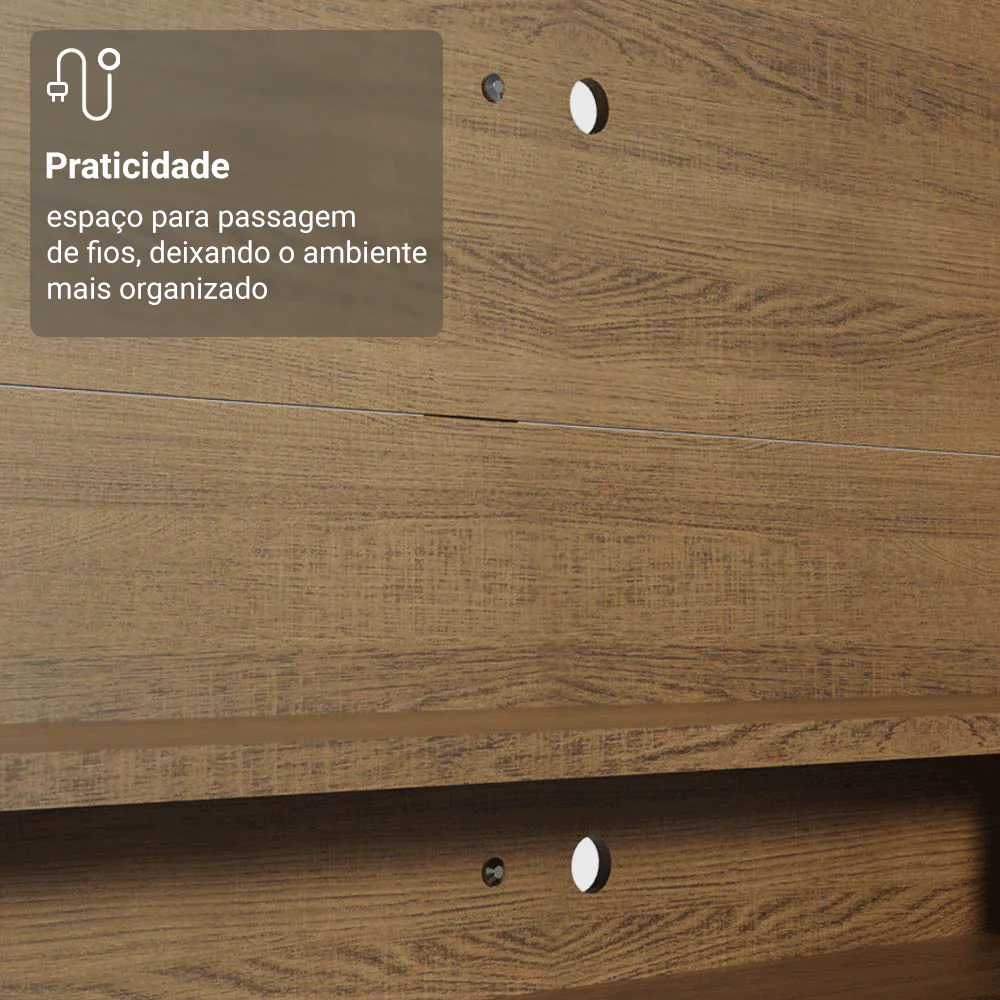 Rack com Painel para TV até 60 Polegadas 180 cm Rustic/Branco Metz Madesa - Image 6