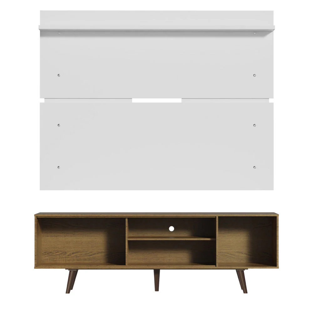 Rack Madesa Dubai e Painel para TV até 65 Polegadas com Pés Rustic/Branco 6E9B - Image 9