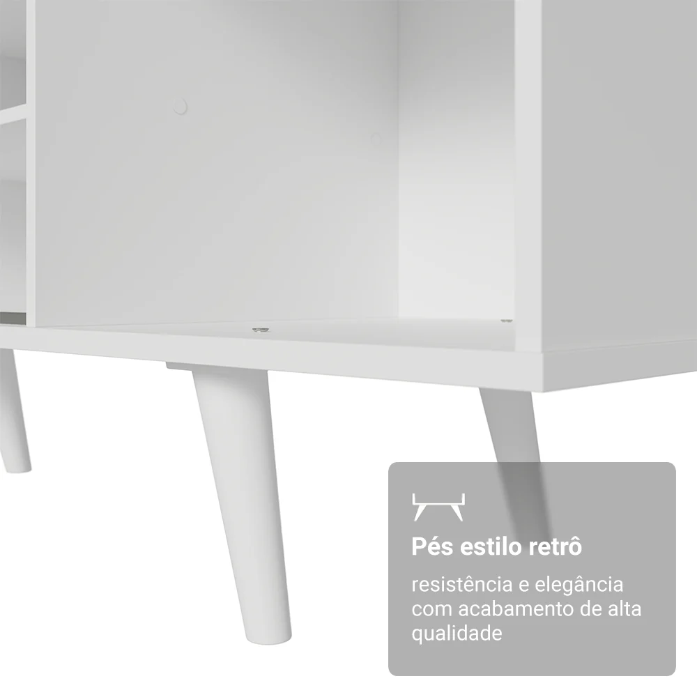 Rack Madesa Dubai para TV até 65 Polegadas com Pés Branco/Rustic 9B09 - Image 6