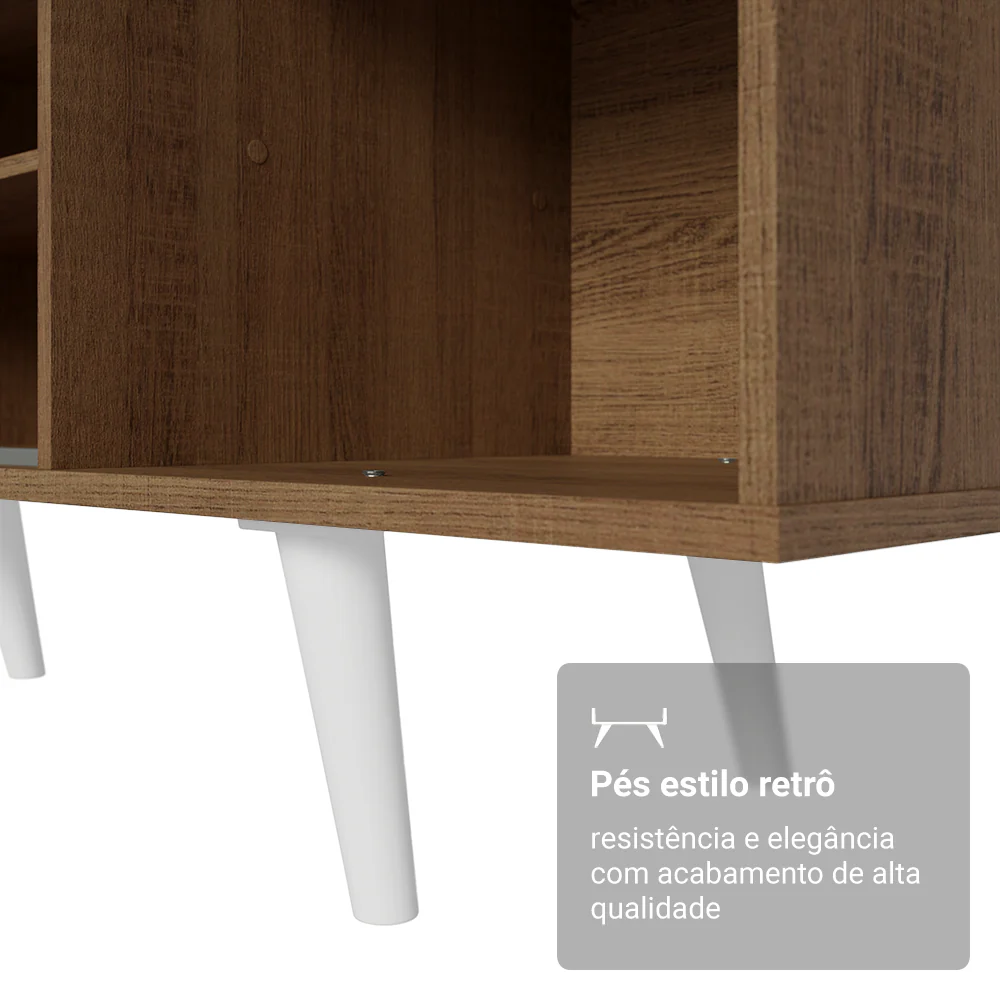Rack Madesa Dubai para TV até 65 Polegadas com Pés Rustic/Branco 6E09 - Image 6