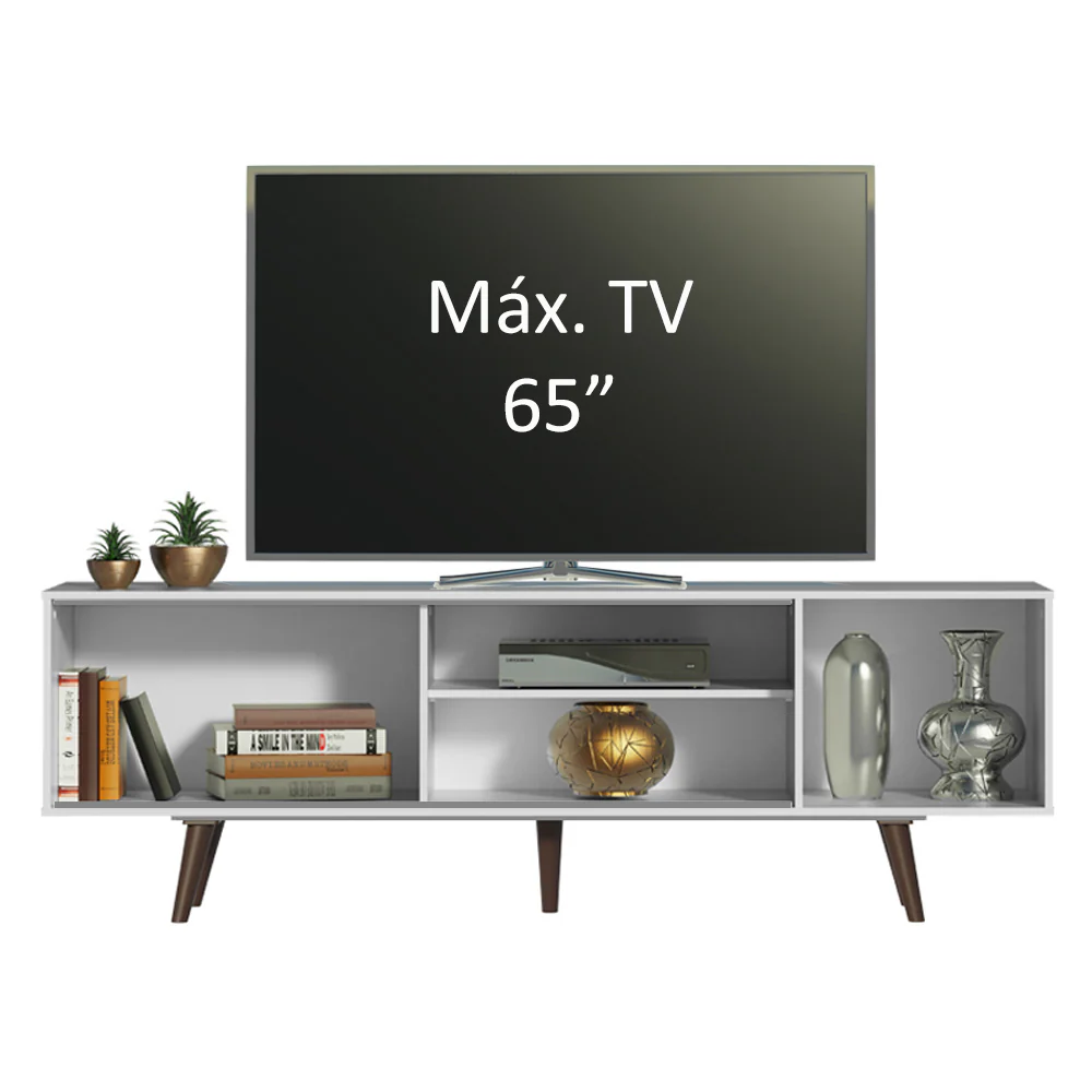 Rack Madesa Dubai para TV até 65 Polegadas com Pés Branco/Rustic 9B5Z - Image 5