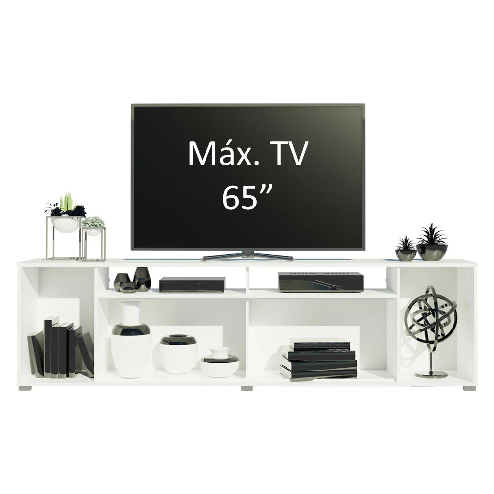 Rack para TV até 65 Polegadas Madesa Cancun Branco/Preto - Image 4