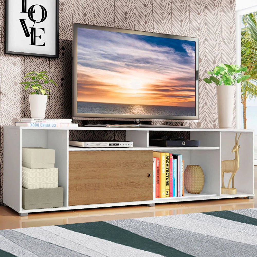 Rack para TV até 65 Polegadas Madesa Cancun Branco/Rustic