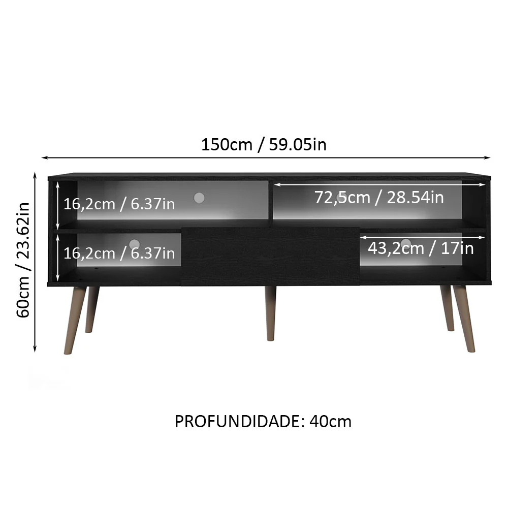 Rack para TV até 65 Polegadas Preto Madesa - Image 2