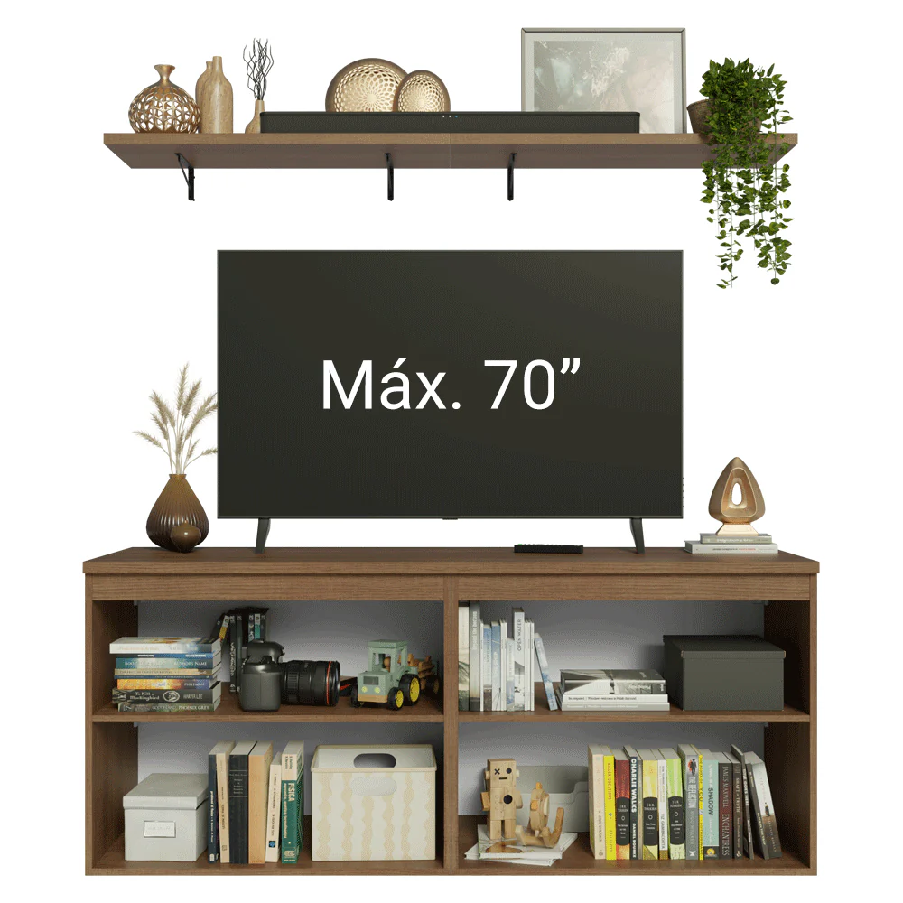 Rack para TV até 70 Polegadas + Prateleiras 160cm Rustic/Cinza Vik Madesa 05 - Image 6
