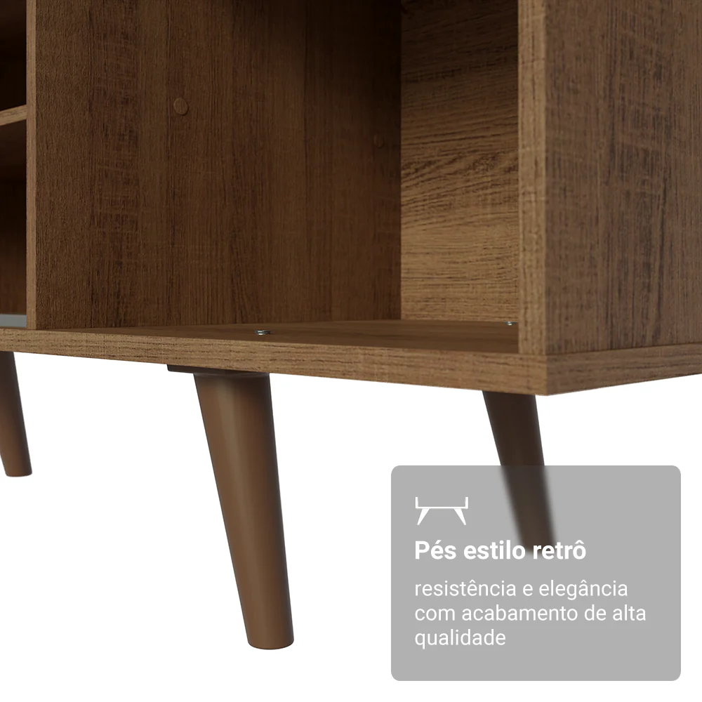 Rack para TV até 80 Polegadas 160cm com Pés Rustic/Branco/Rustic Torino Madesa - Image 6