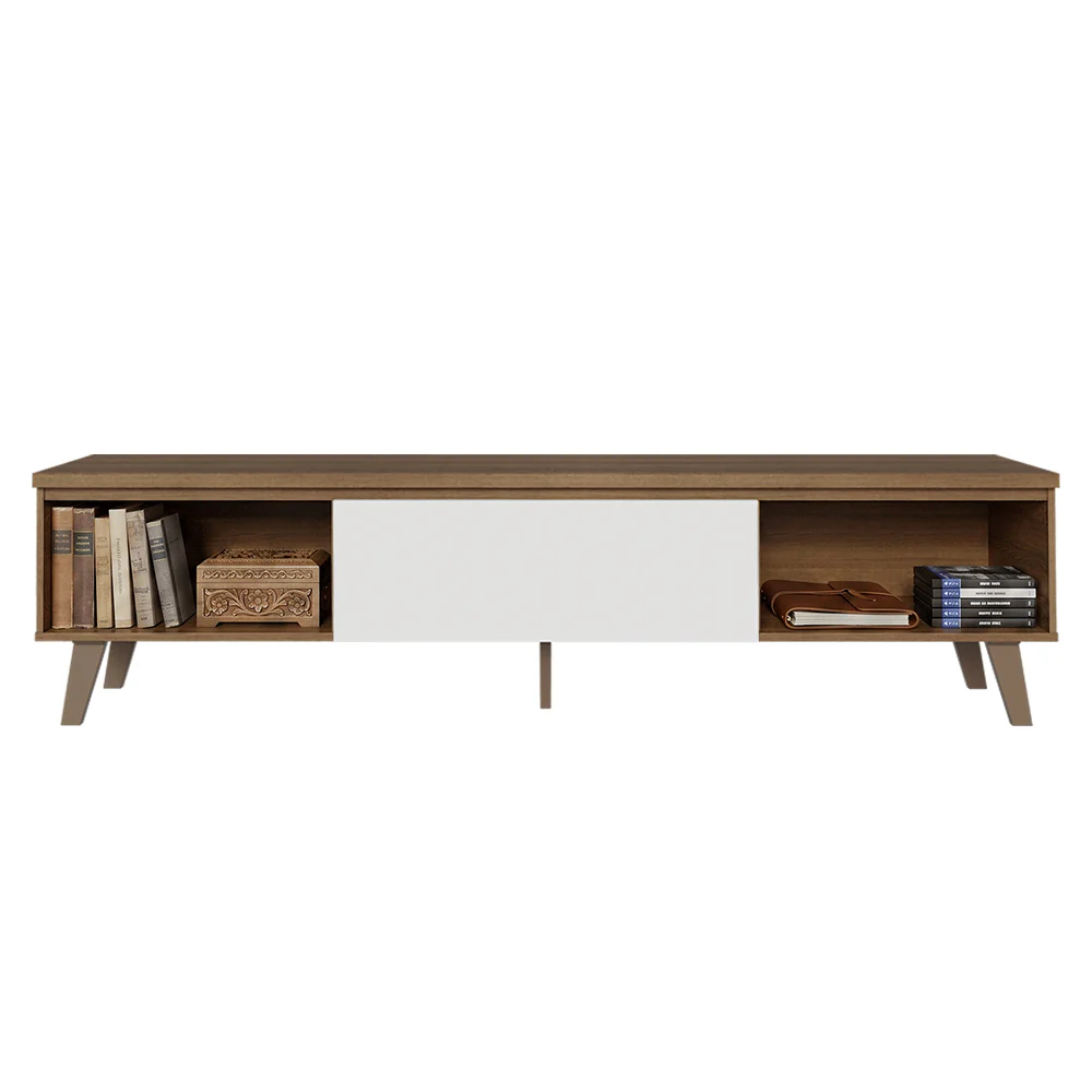 Rack para TV até 80 Polegadas 180 cm 2 Portas 1 Gaveta Rustic/Branco Nilo Madesa - Image 8