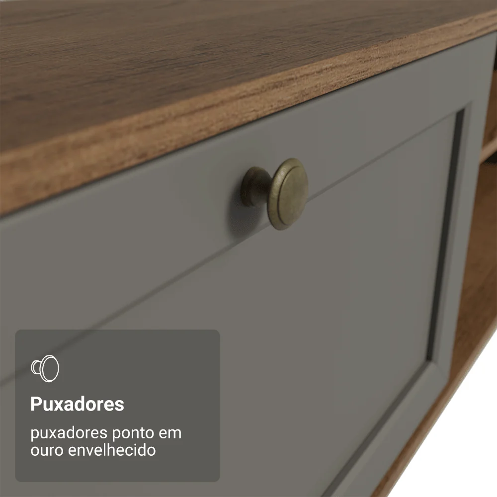 Rack para TV até 80 Polegadas 218 cm 2 Portas Rustic/Cinza Vik Madesa - Image 7
