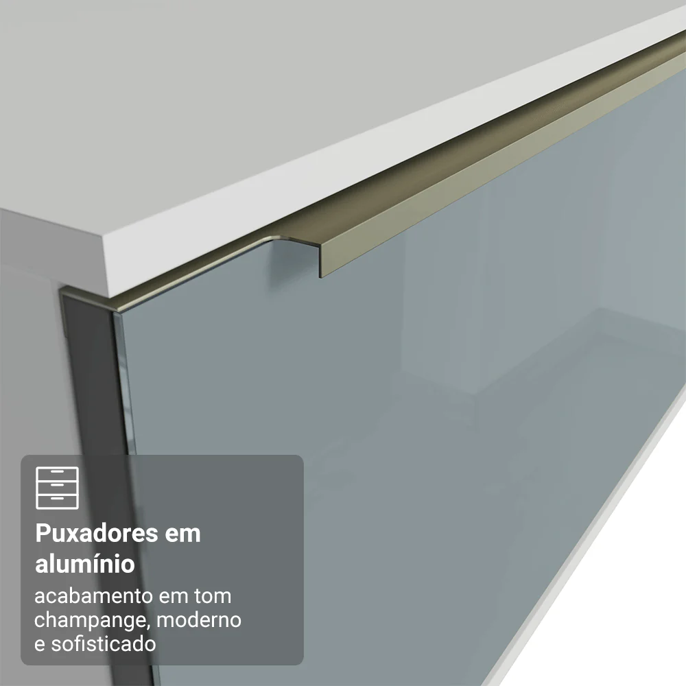 Rack Suspenso para TV até 80 Polegadas 218 cm 2 Portas Branco/Cinza Lux Madesa - Image 7