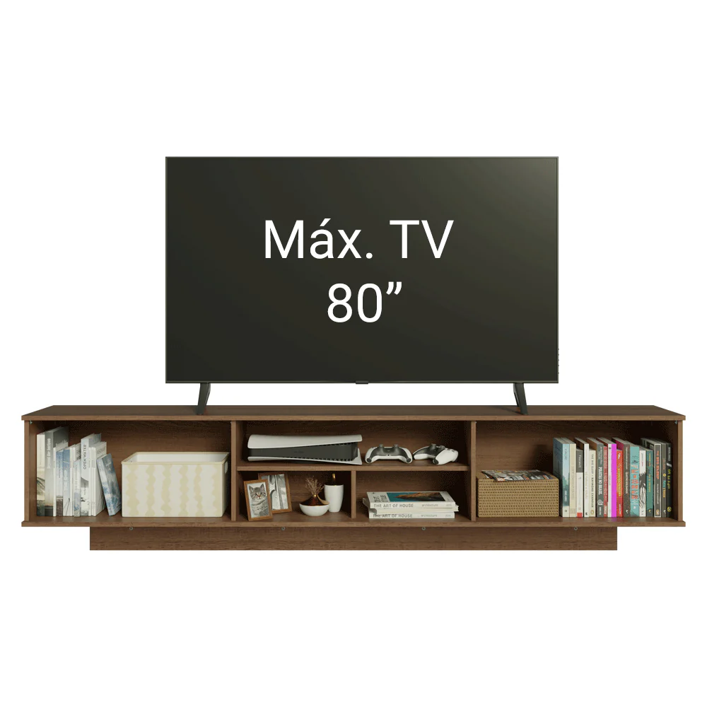 Rack Suspenso para TV até 80 Polegadas 218 cm 2 Portas Rustic/Cinza Agata Madesa - Image 5
