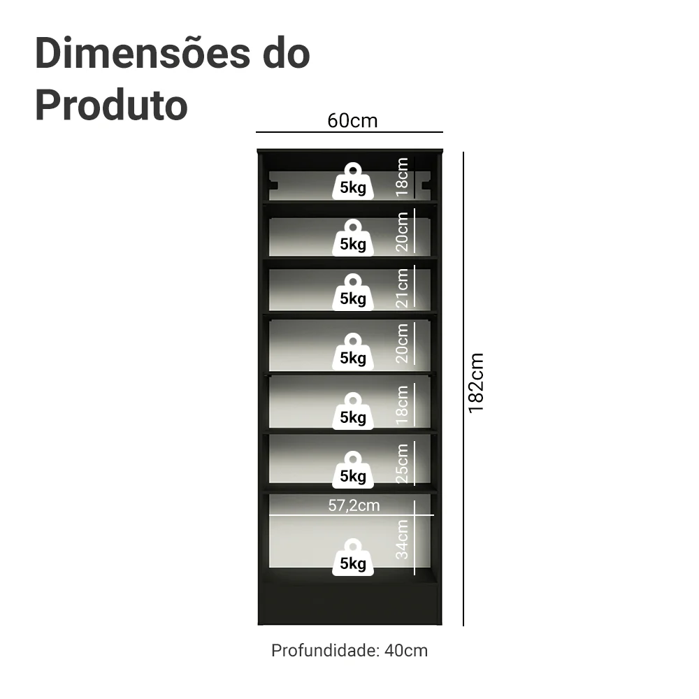 Sapateira Armário Multiuso Madesa Isis 1 Porta Preto - Image 3
