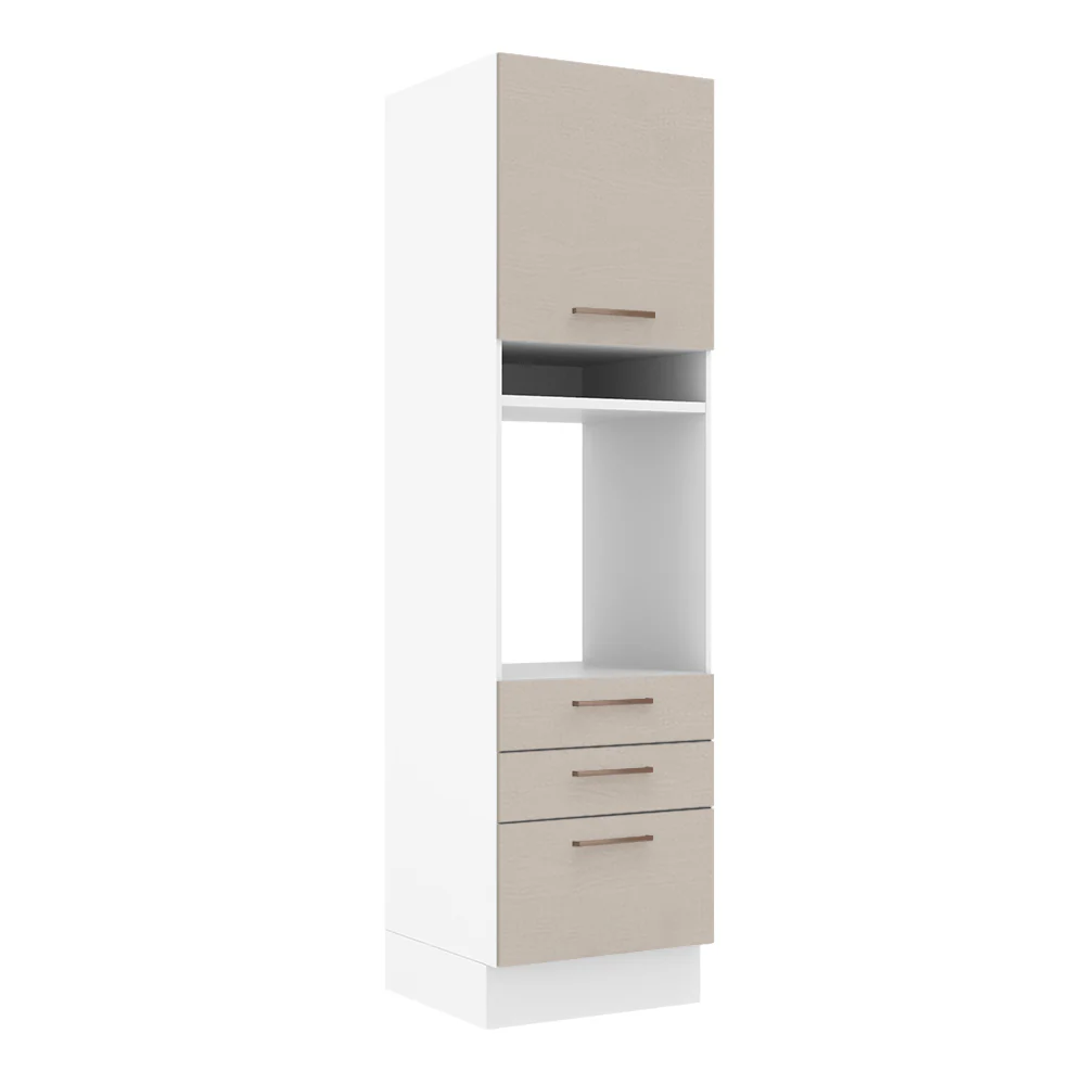 Torre Quente 60 x 60 cm 1 Porta 3 Gavetas Branco/Crema Agata Madesa