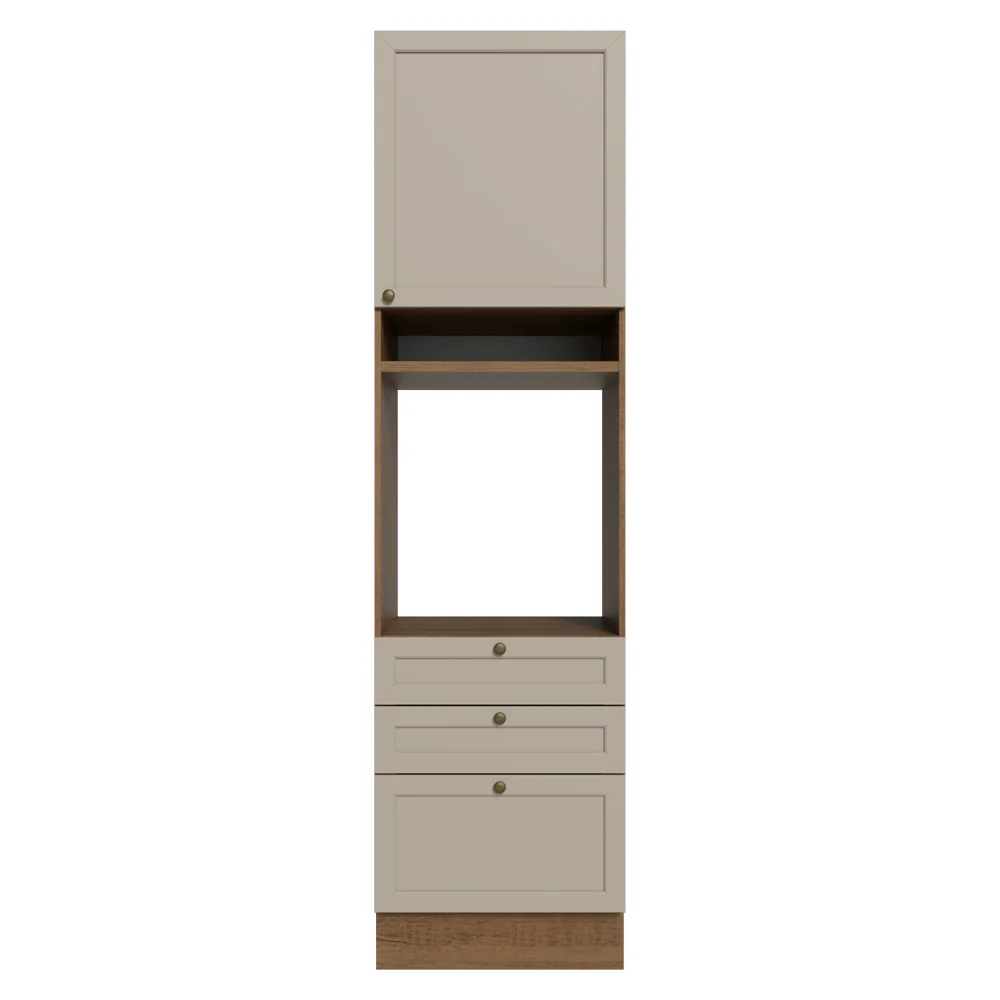 Torre Quente 60 cm 1 Porta 3 Gavetas Rustic/Crema Vik Madesa - Image 12