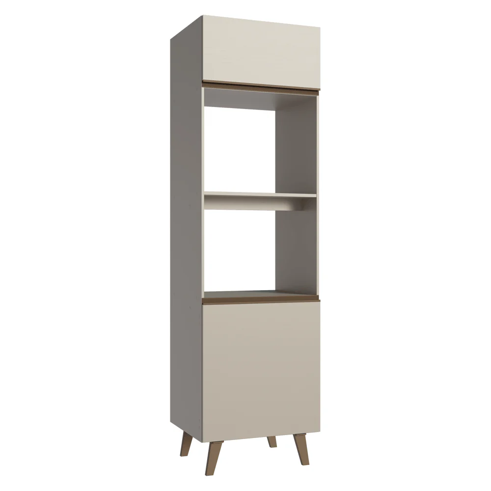 Torre Quente 60 cm 2 Portas 2 Nichos Com Pés Crema Nice Madesa