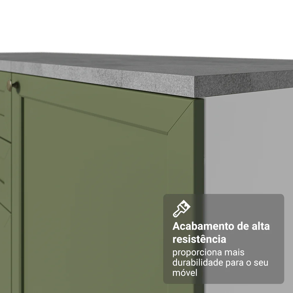 Torre Quente 60 cm 1 Porta 3 Gavetas Branco/Verde Vik Madesa - Image 8