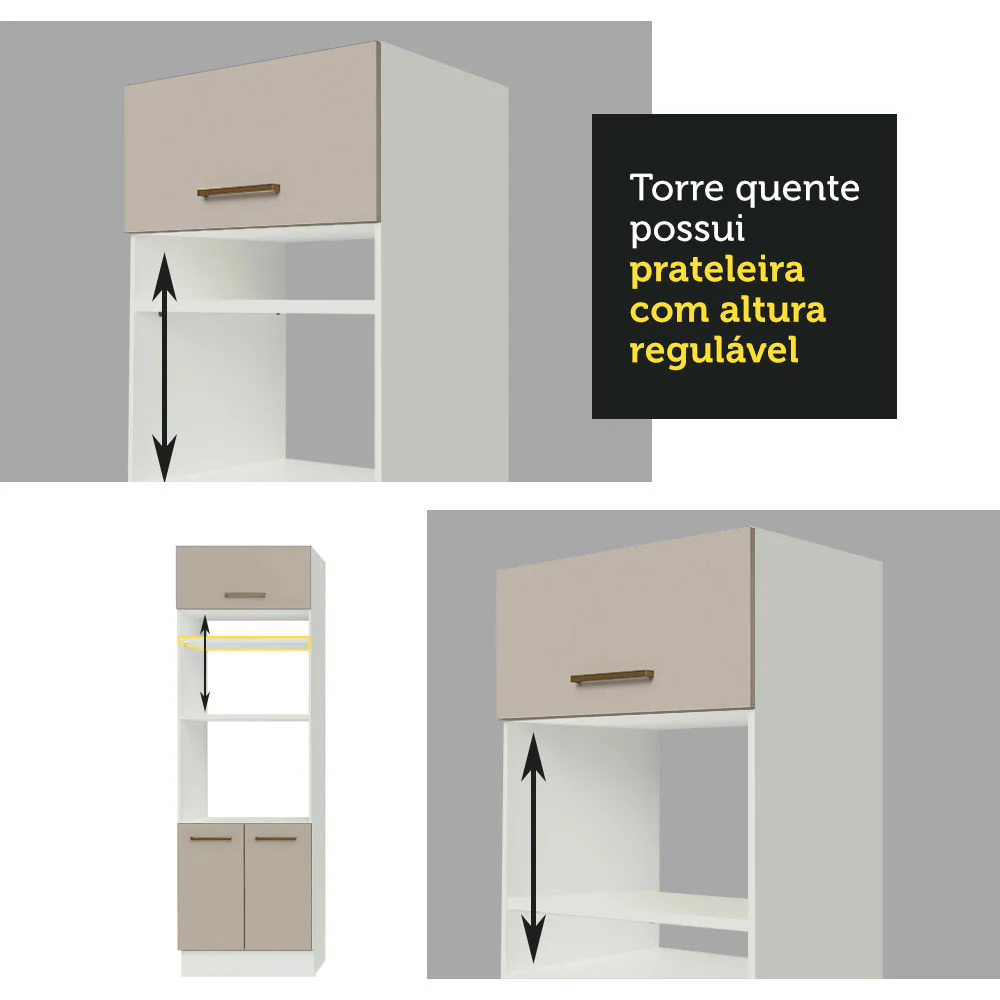 Torre Quente 70 cm 3 Portas Branco/Crema Agata Madesa - Image 8