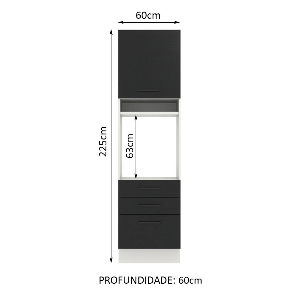 Torre Quente Madesa Agata 60 x 60 cm 1 Porta 3 Gavetas Branco/Preto - Image 2