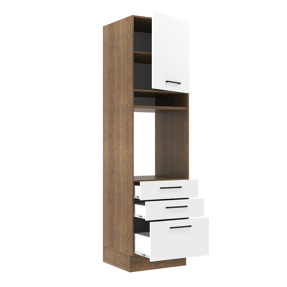Torre Quente Madesa Agata 60 cm 1 Porta 3 Gavetas Rustic/Branco - Image 4