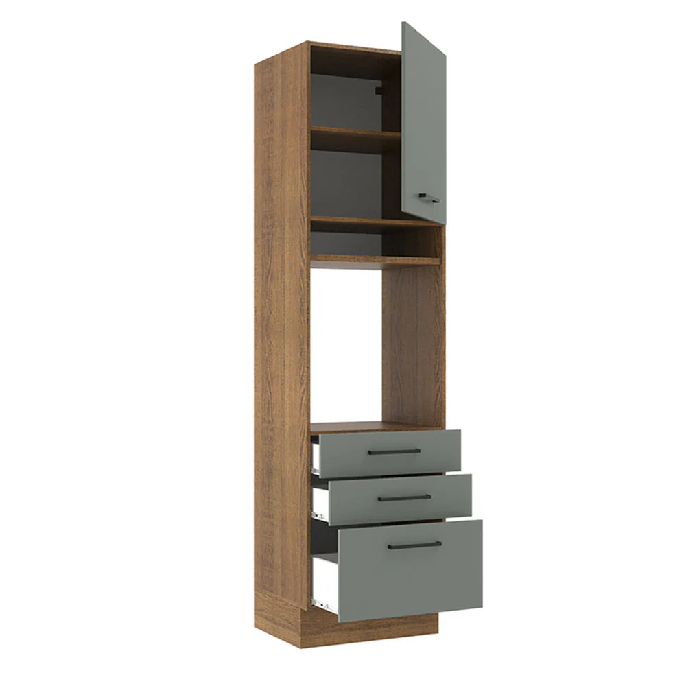 Torre Quente Madesa Agata 60 x 60 cm 1 Porta 3 Gavetas Rustic/Cinza - Image 4