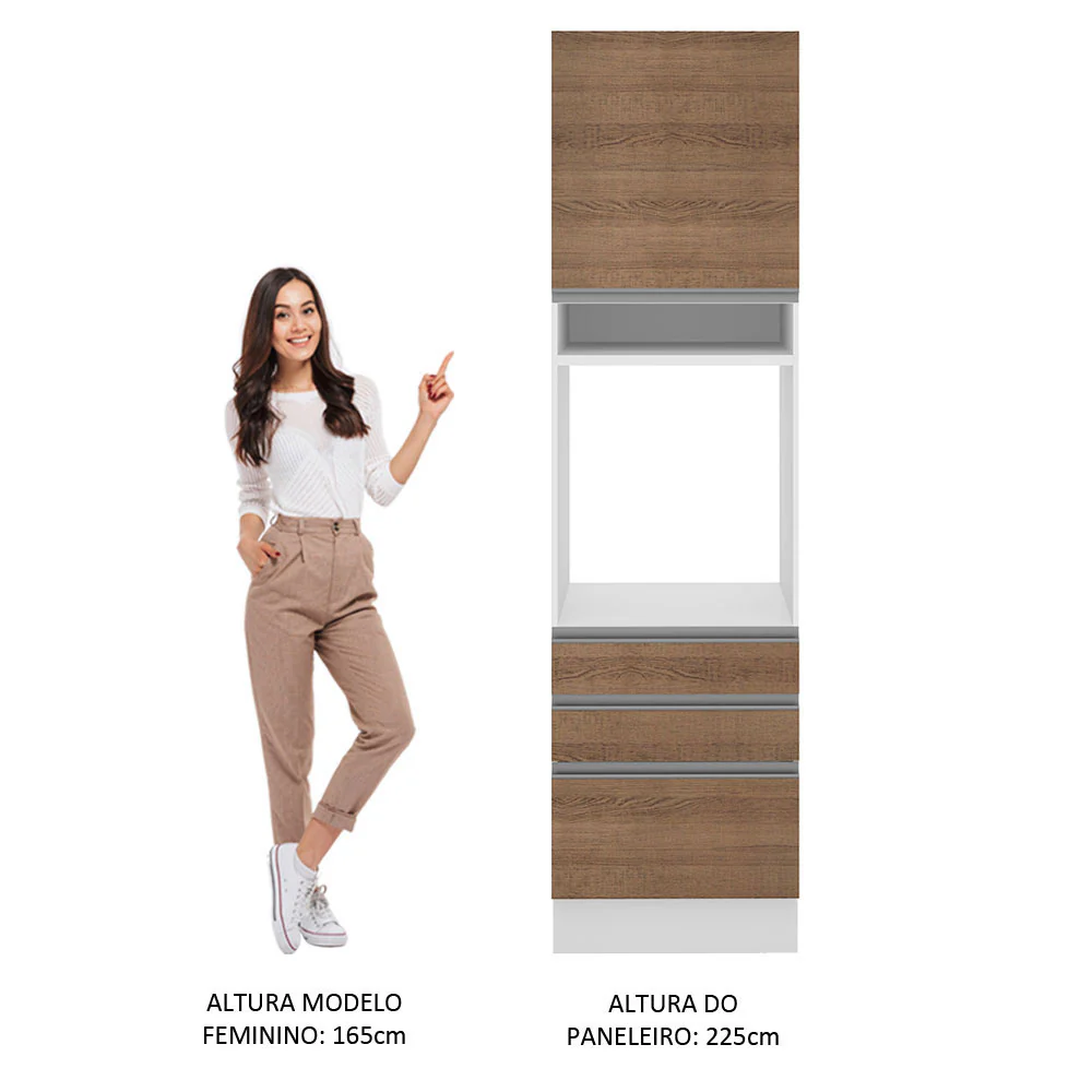 Torre Quente Madesa Glamy 60 x 60 cm 1 Porta 3 Gavetas Branco/Rustic - Image 5
