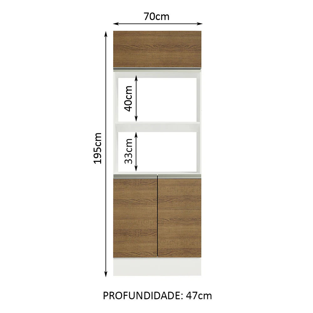 Torre Quente Madesa Smart 2 Portas e 1 Basculante Branco/Rustic XP - Image 2