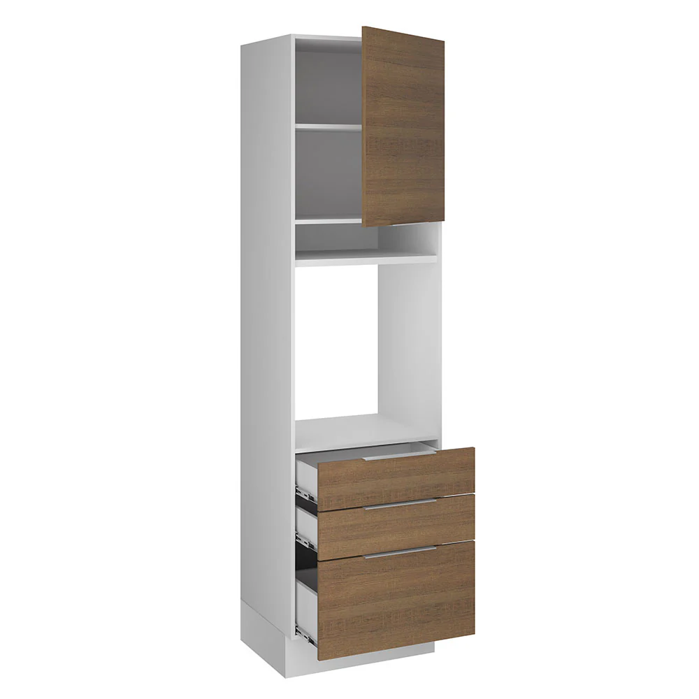 Torre Quente Madesa Stella 60 cm 1 Porta 3 Gavetas Branco/Rustic - Image 4